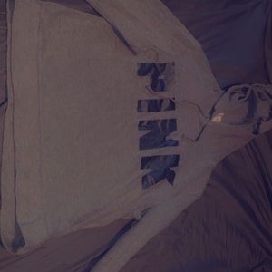 Pink Victoria’s Secret gray crop top hoodie